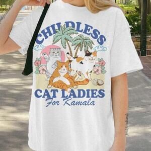 Childless Cat Lady Kamala Harris Meme Graphic Unisex T-Shirt
